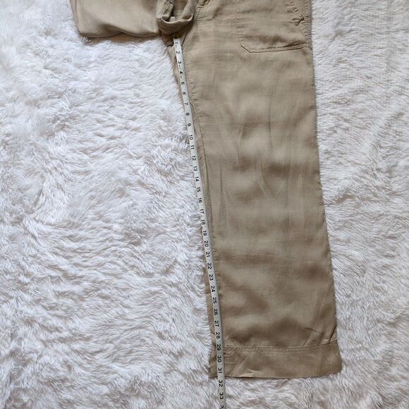 LRL Ralph Lauren 100% Linen Wide Leg Pants Beige Tan Casual Preppy Womens 8 - Picture 7 of 13